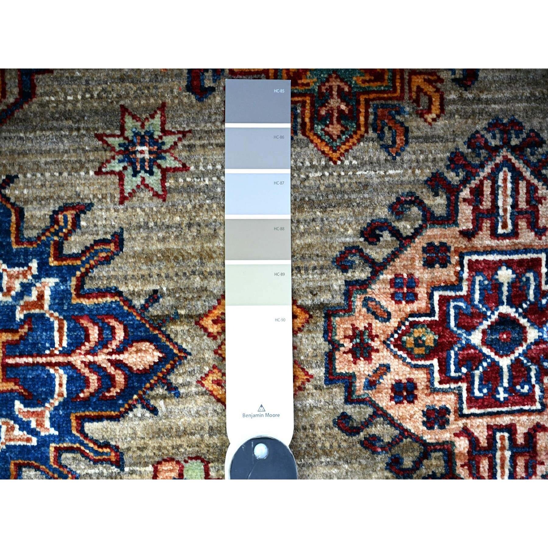 Shahbanu Rugs Goose Gray Natural Wool Hand Knotted Densely Woven Afghan ...